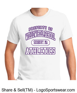 "Property Of" Willow Hill School ATHLETICS t-shirt(WHITE) Design Zoom