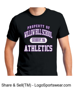 "Property Of" Willow Hill School ATHLETICS t-shirt(BLACK) Design Zoom